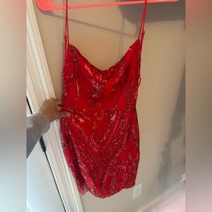 Elegant Red Sequin Dress